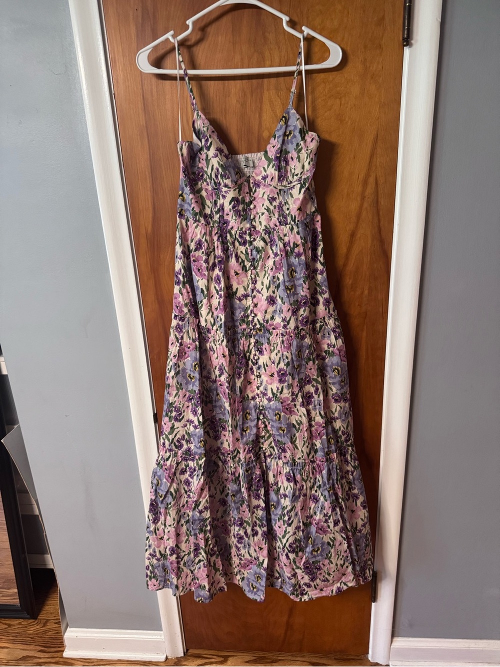 Dress Forum Pink and Purple Floral Tiered Maxi Dress